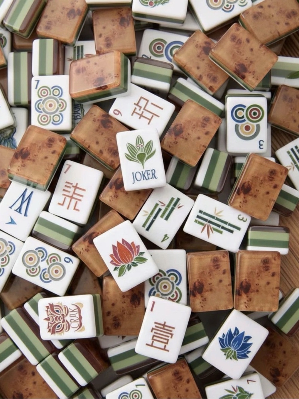 New Wood Grain Mahjong Tiles and Tile Bag